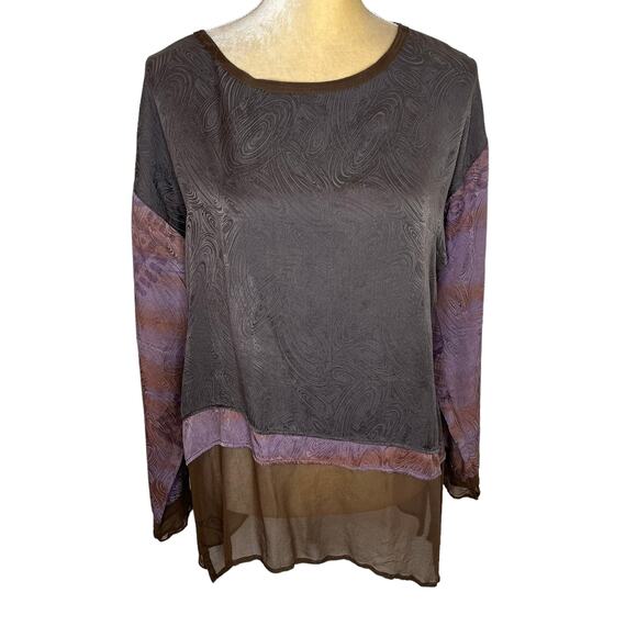 Exotic Brand Made in Indonesia Silk Tunic Top Blouse 100% Silk One Size OS A6-17 - Picture 1 of 7